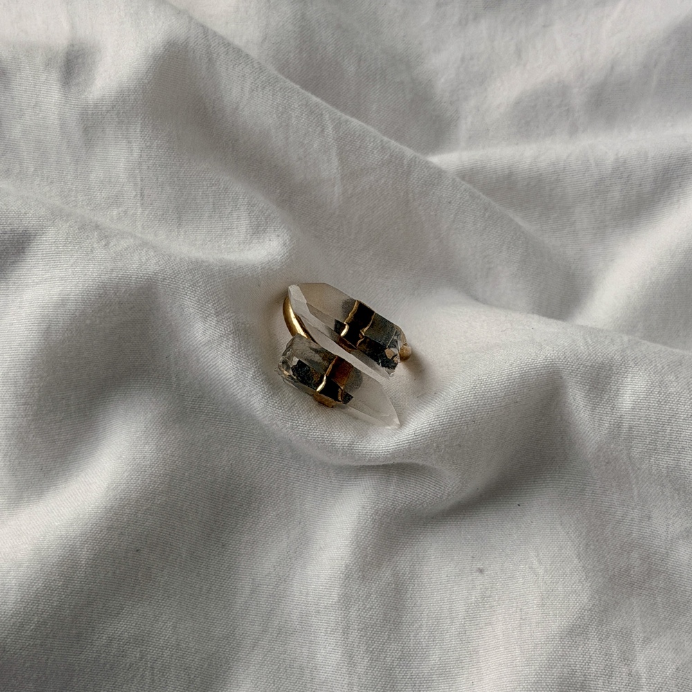 Clear Crystal 18k Gold Plated Adjustable Ring (SZ 6-10)